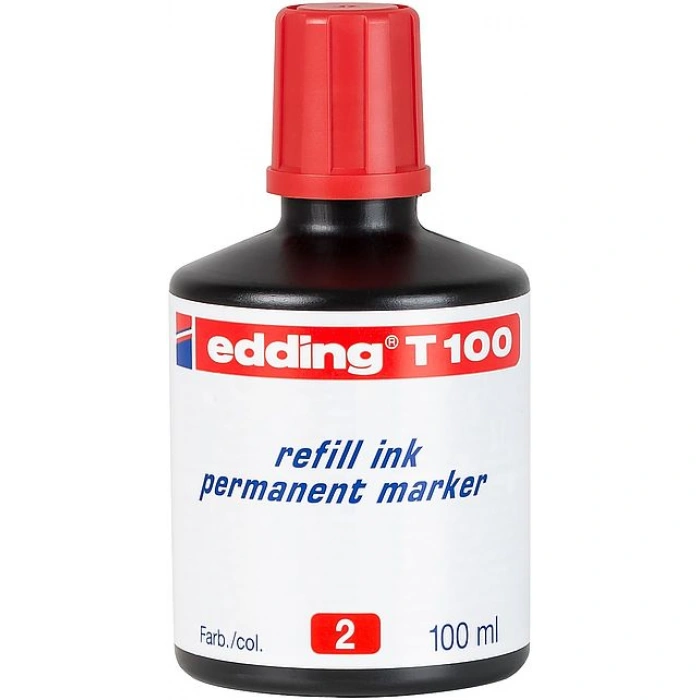 EDDİNG T100 KIRMIZI PERMANENT MÜREKKEP 100ML