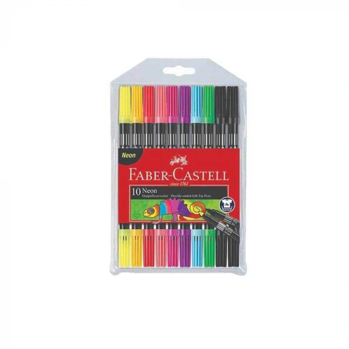 Faber-Castell Keçeli Kalem 10 Renk Neon Çift Taraflı