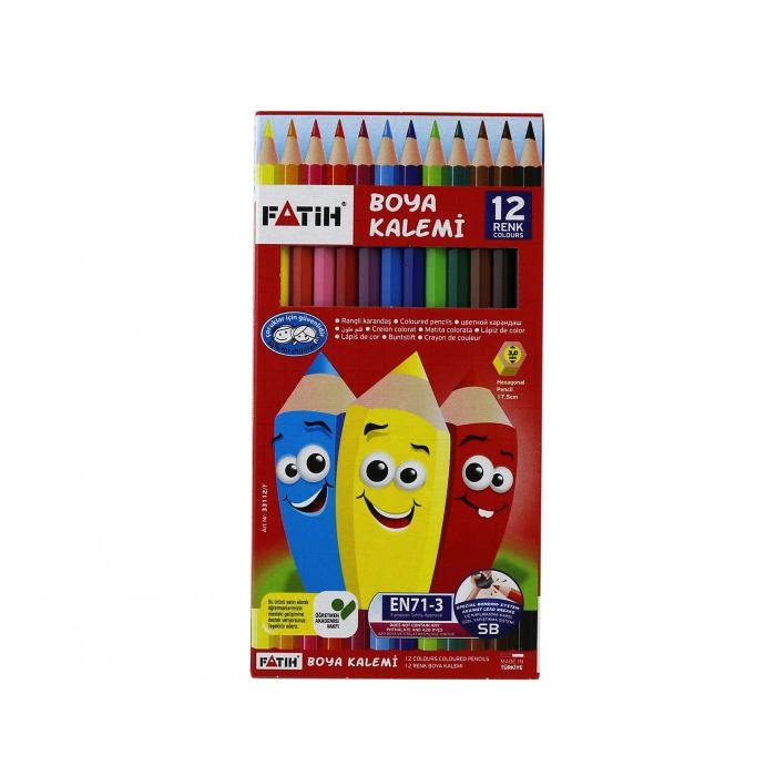 FATİH 12 RENK KURU BOYA 1/1 TAM BOY 33112