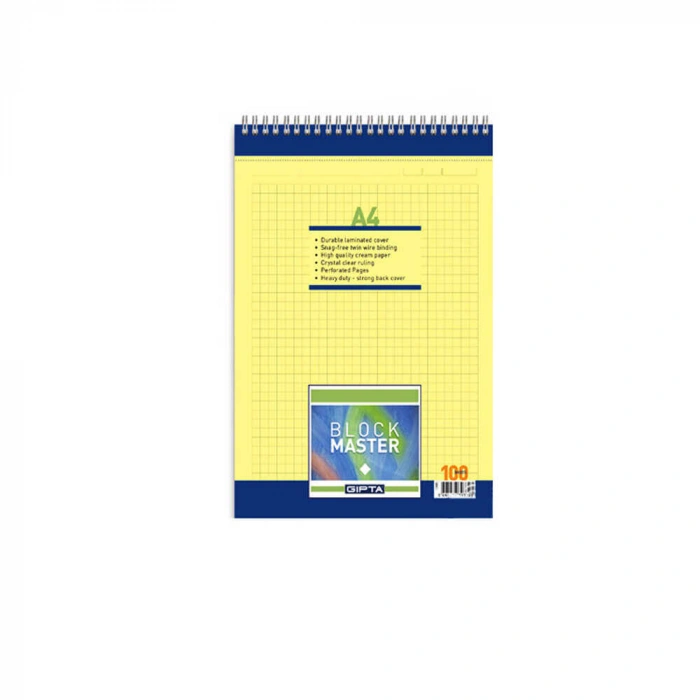 Gıpta Block Master Spiralli Kareli Bloknot A4 100 Yaprak