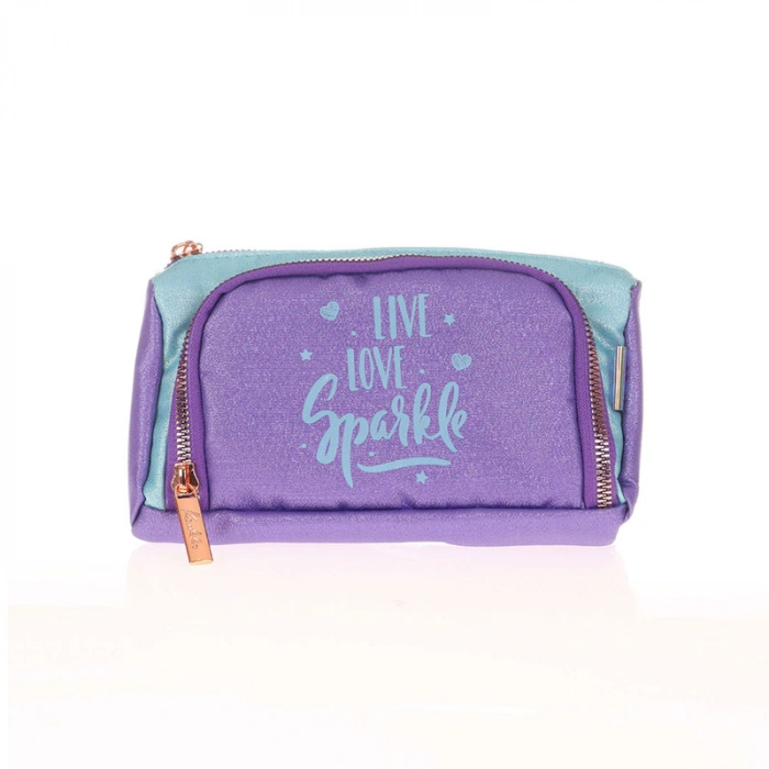 KAUKKO K2532 SPARKLE PLUMP KALEM ÇANTASI DUBLE KOYU LİLA