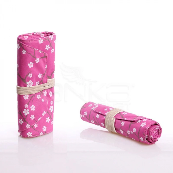 Kaukko Roll Art Kalem Çantası Fuşya Çiçekli Kod:K2190