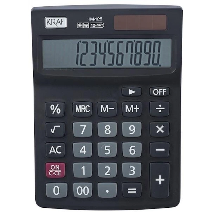 Kraf Hesap Makinesi Metal Gövde TAX Fonksiyonlu HM125 (12 Hane)