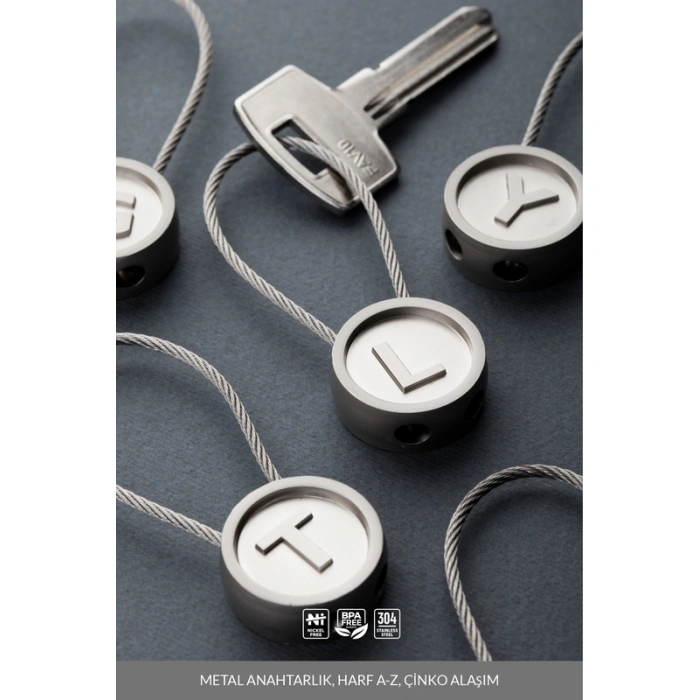 LATON RÖYHKEA METAL ANAHTARLIK U HARFİ ÇİNKO ALAŞIM PASLANMAZ ÇELİK GÜMÜŞ