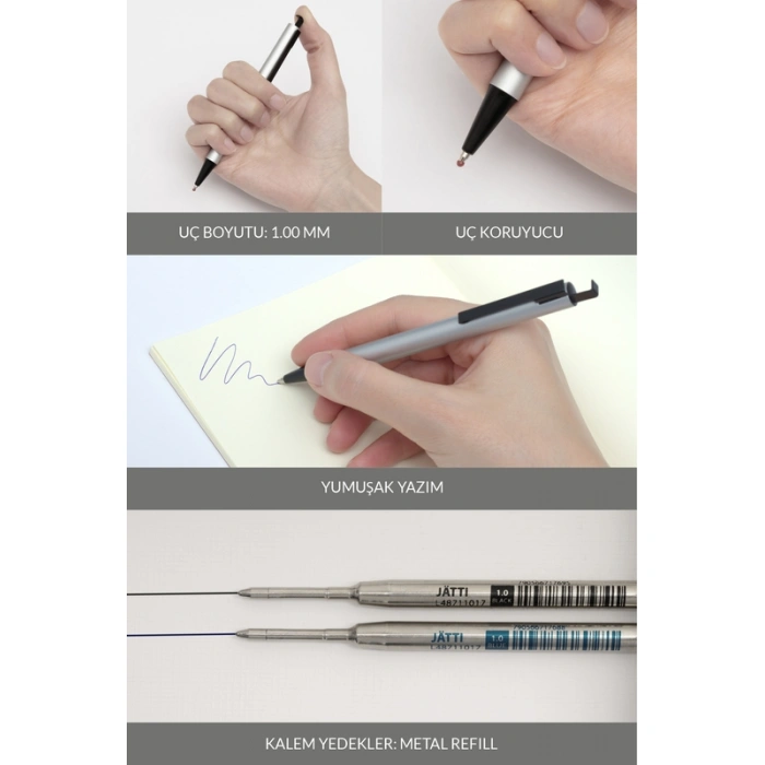 LATON SİLEA METAL TÜKENMEZ KALEM MOBİL TELEFON TUTUCU UÇ BOYUTU 1.00mm SİYAH
