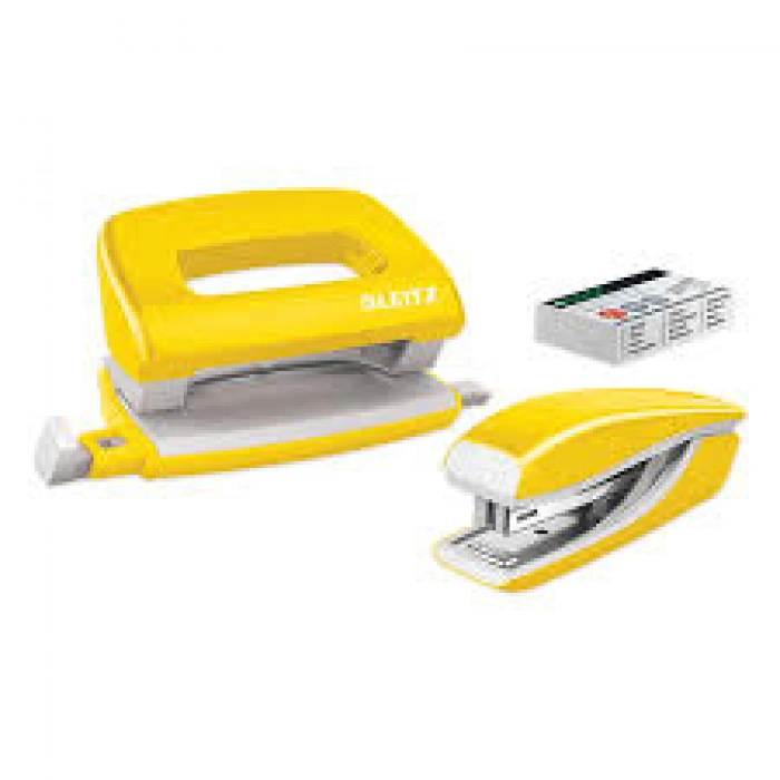 Leitz 5561 Mini Zımba ve Delgeç Set WOW Metalik Sarı (10 Sayfa)