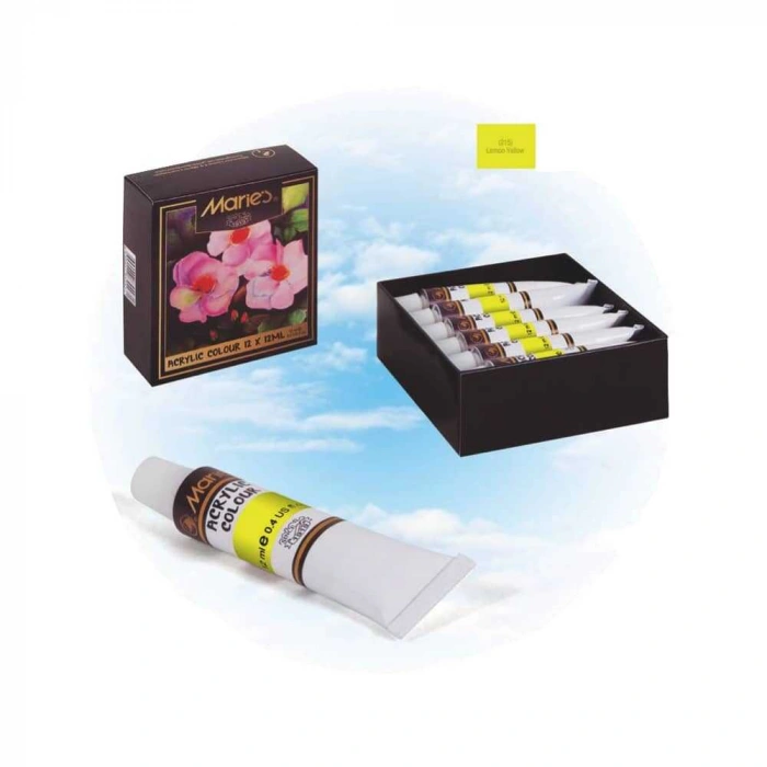 Maries Akrilik Boya Tek Renk 12 ml 12li Sarı