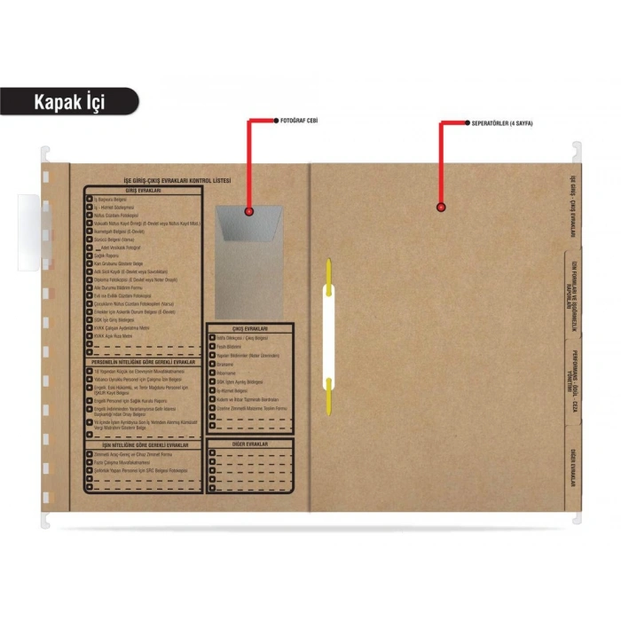 Metal Askılı Personel Özlük Dosyası 4 Yapraklı 1 Adet