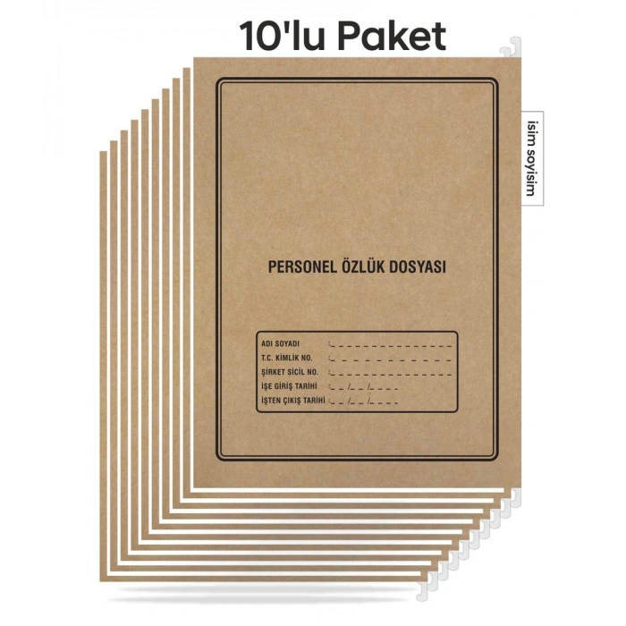 Metal Askılı Personel Özlük Dosyası 4 Yapraklı 10LU Paket