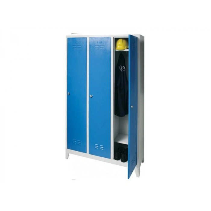 Metal Üç Kapılı Soyunma Dolabı Mavi Gri (Tam Boy Kapılı)