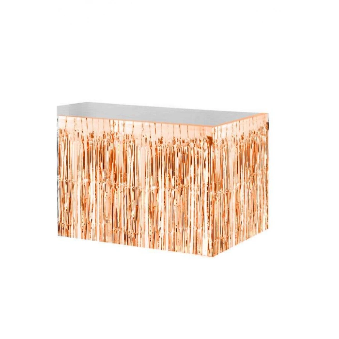 Metalik Püsküllü Rose Gold Masa Eteği 70 x 300 cm