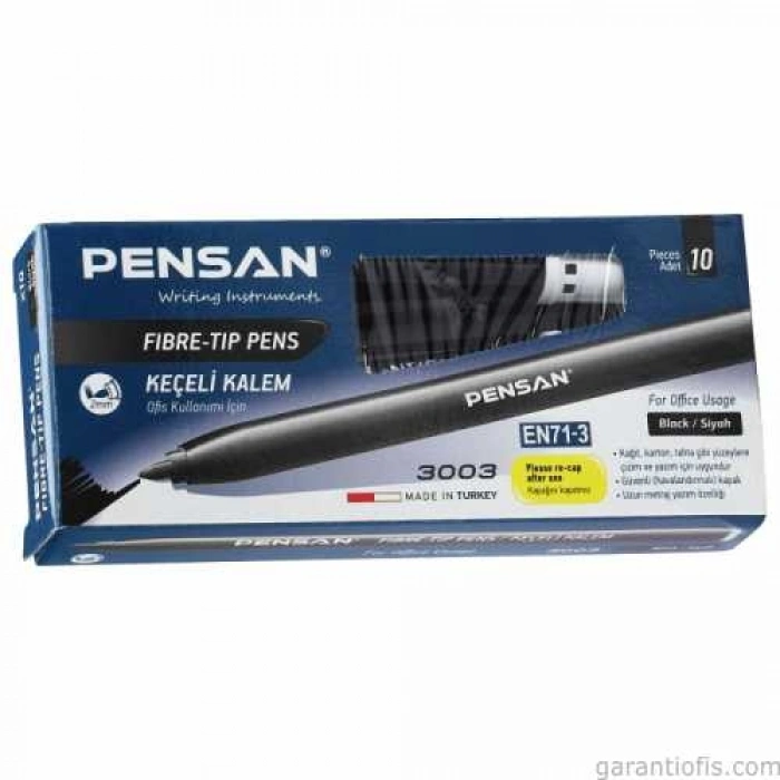 Pensan 3003 Keçeli Kalem Siyah (10 lu Paket)