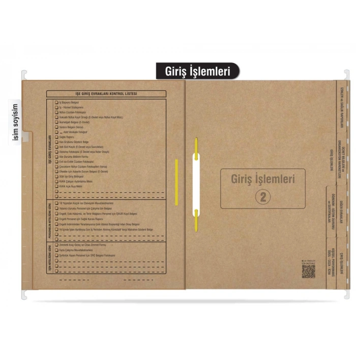 Personel Özlük Dosyası 8 Yapraklı (Metal Askılı 100 Adet)