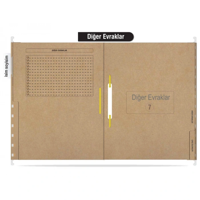Personel Özlük Dosyası 8 Yapraklı (Metal Askılı 100 Adet)