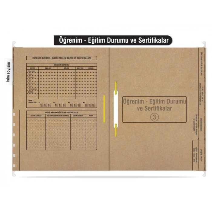 Personel Özlük Dosyası 8 Yapraklı (Metal Askılı 100 Adet)