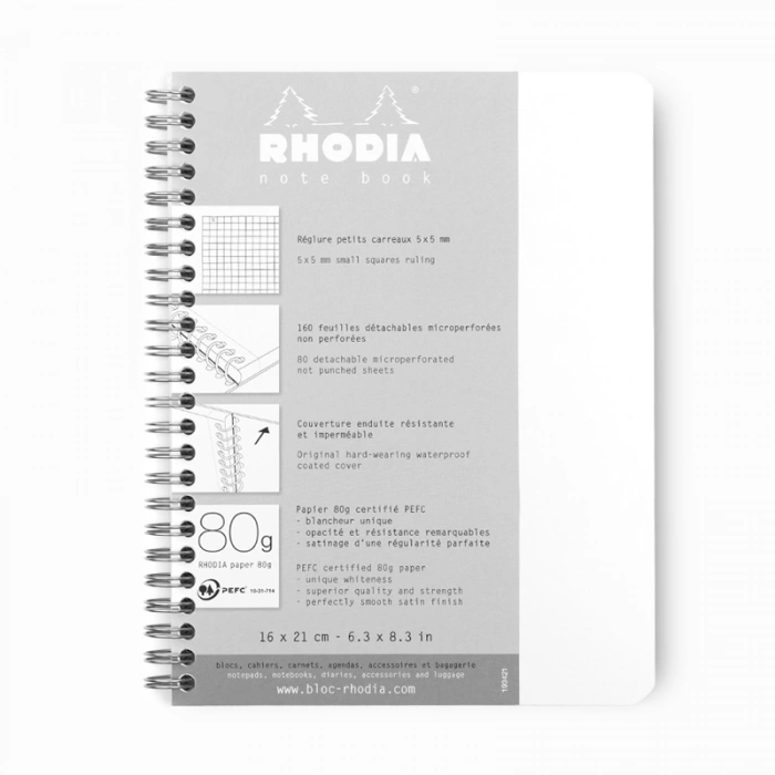 Rhodia Note Book Kareli Spiralli Defter Beyaz A5