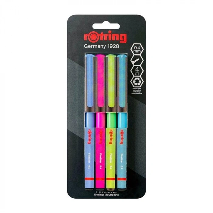 Rotring Liner Canlı Renk Keçe Uçlu Kalem 4lü