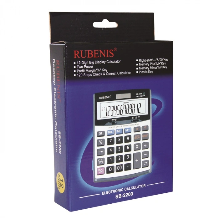 RUBENIS SB-2200 MASA TİPİ HESAP MAKİNESİ 12 HANE