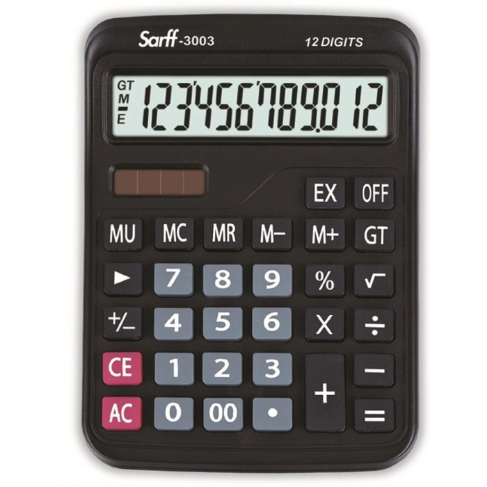 Sarff 3003 Hesap Makinesi 12 Haneli Güneş Enerjili-Pilli