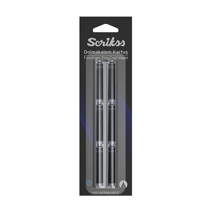 SCRİKSS D0602A DOLMA KALEM KARTUŞU SİYAH 6LI