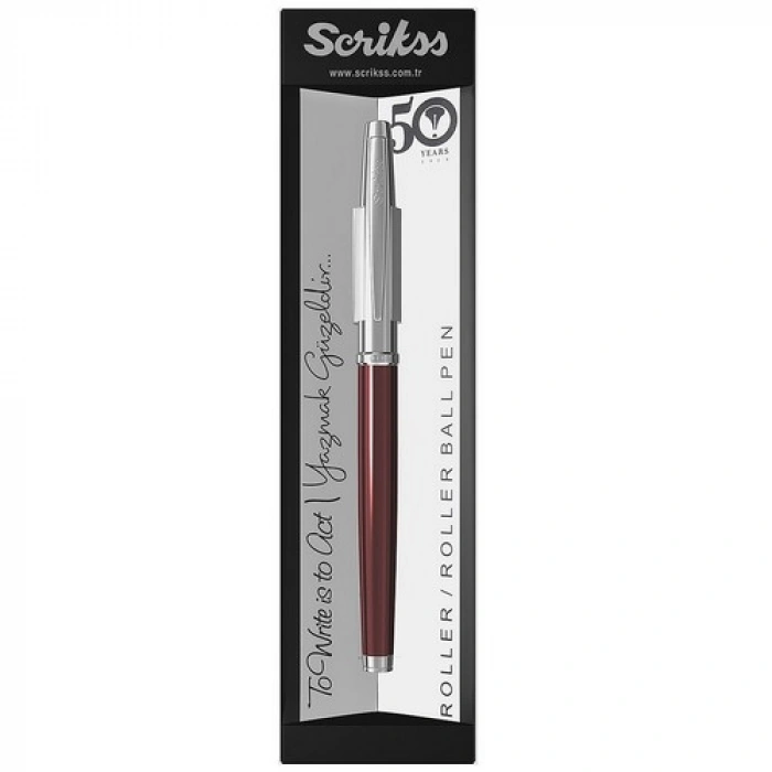 Scrikss Roller Kalem 800 Kırmızı Yarı Krom