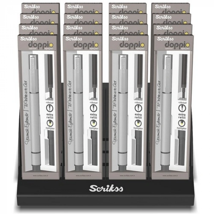 Scrikss Roller Kalem Mavi Doppio - Sarı Fosforlu