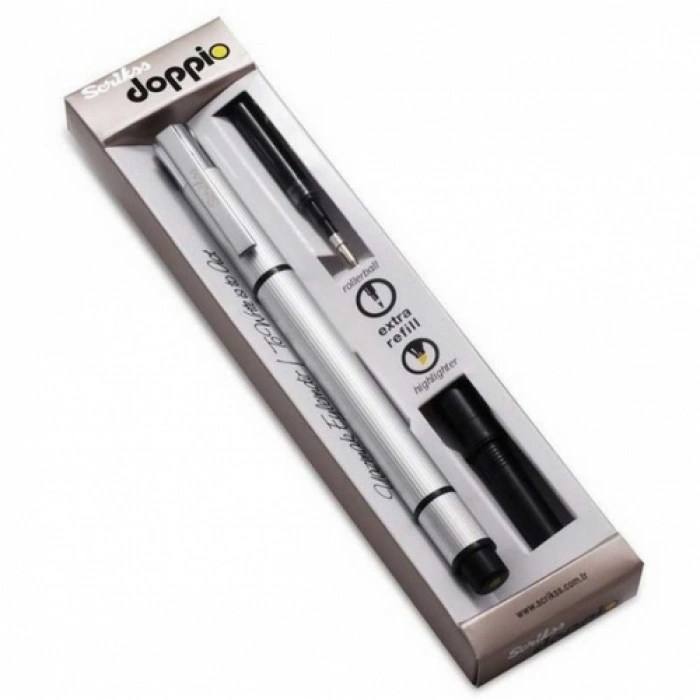 Scrikss Roller Kalem Mavi Doppio - Sarı Fosforlu