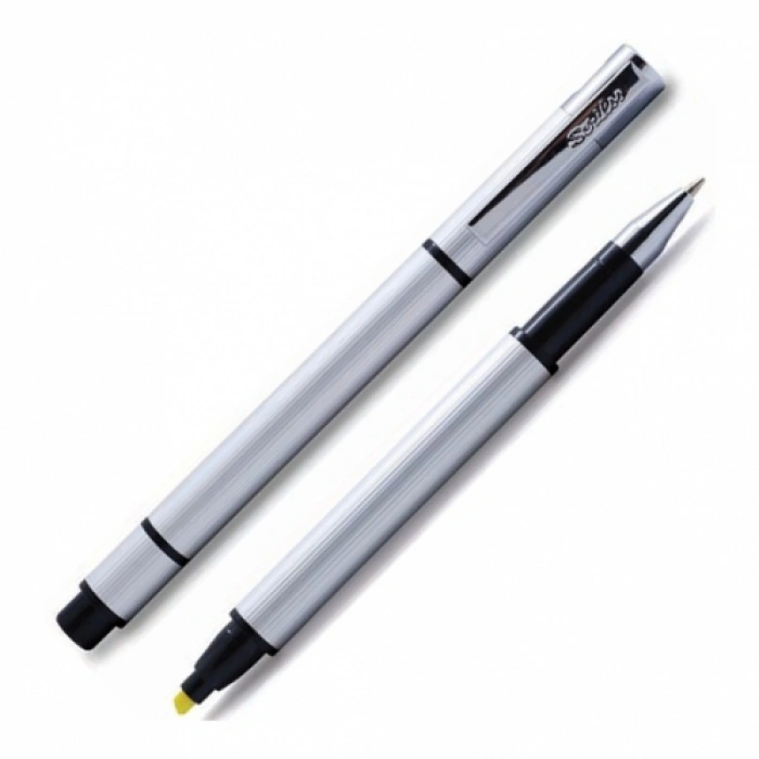 Scrikss Roller Kalem Siyah Doppio - Sarı Fosforlu