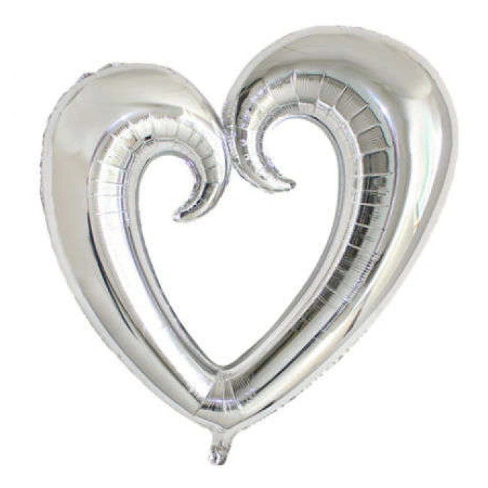 Şekilli Kalp Gümüş Renk Folyo Balon