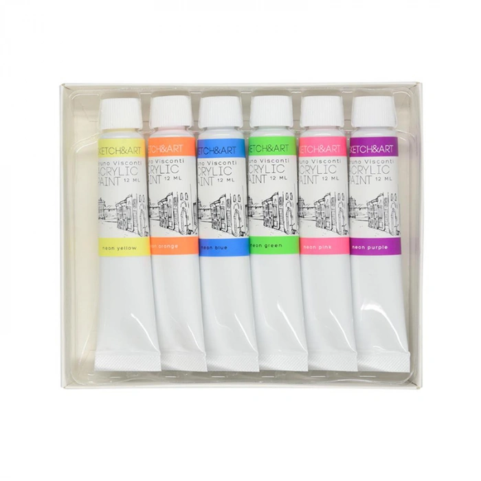 Bruno Visconti Sketch&Art Akrilik Boya Seti 6x12ml Neon Renkler No:70-0064