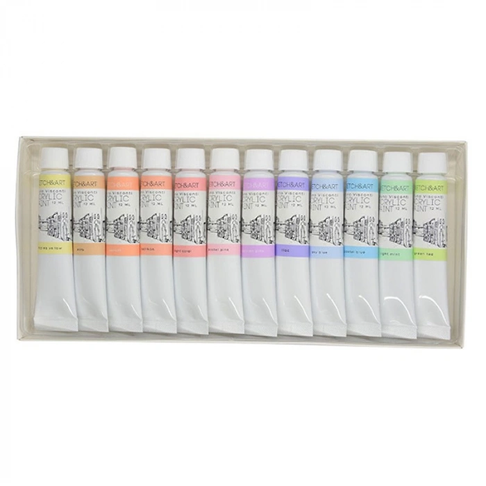 Bruno Visconti Sketch&Art Akrilik Boya Seti Pastel Renkler 12x12ml No:70-0055