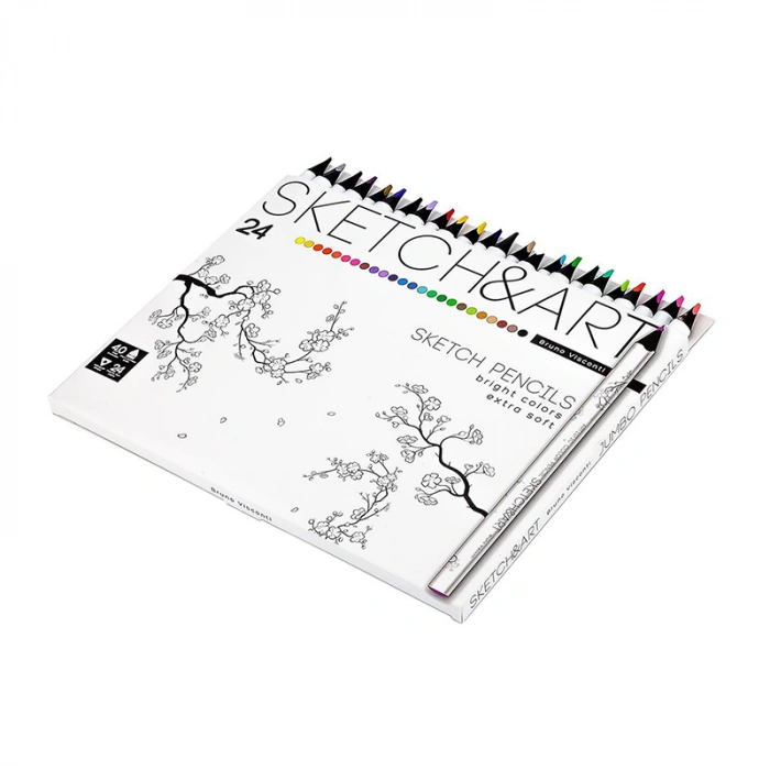 Bruno Visconti Sketch&Art Profesyonel Kuru Boya Kalemi Kalın Gövde 4mm 24 Renk No:30-0115