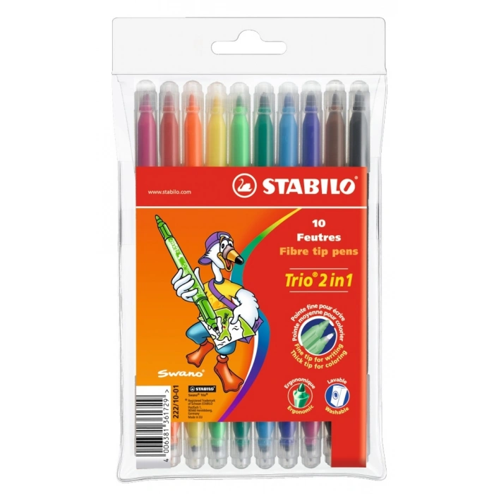 Stabilo Trio 2in1 Çift Uçlu Keçeli Kalem 10 Renk 222/10-01