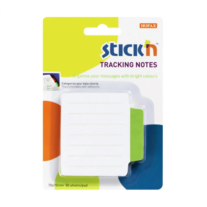 STİCKN 21486 YAPIŞKANLI NOT KAĞIDI 70x70 ÇİZGİLİ BEYAZ-YEŞİL