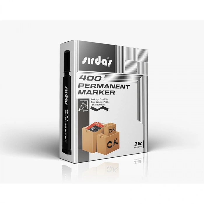 SIRDAŞ PERMANENT KOLİ KALEMİ KESİK UÇ SİYAH PM-400