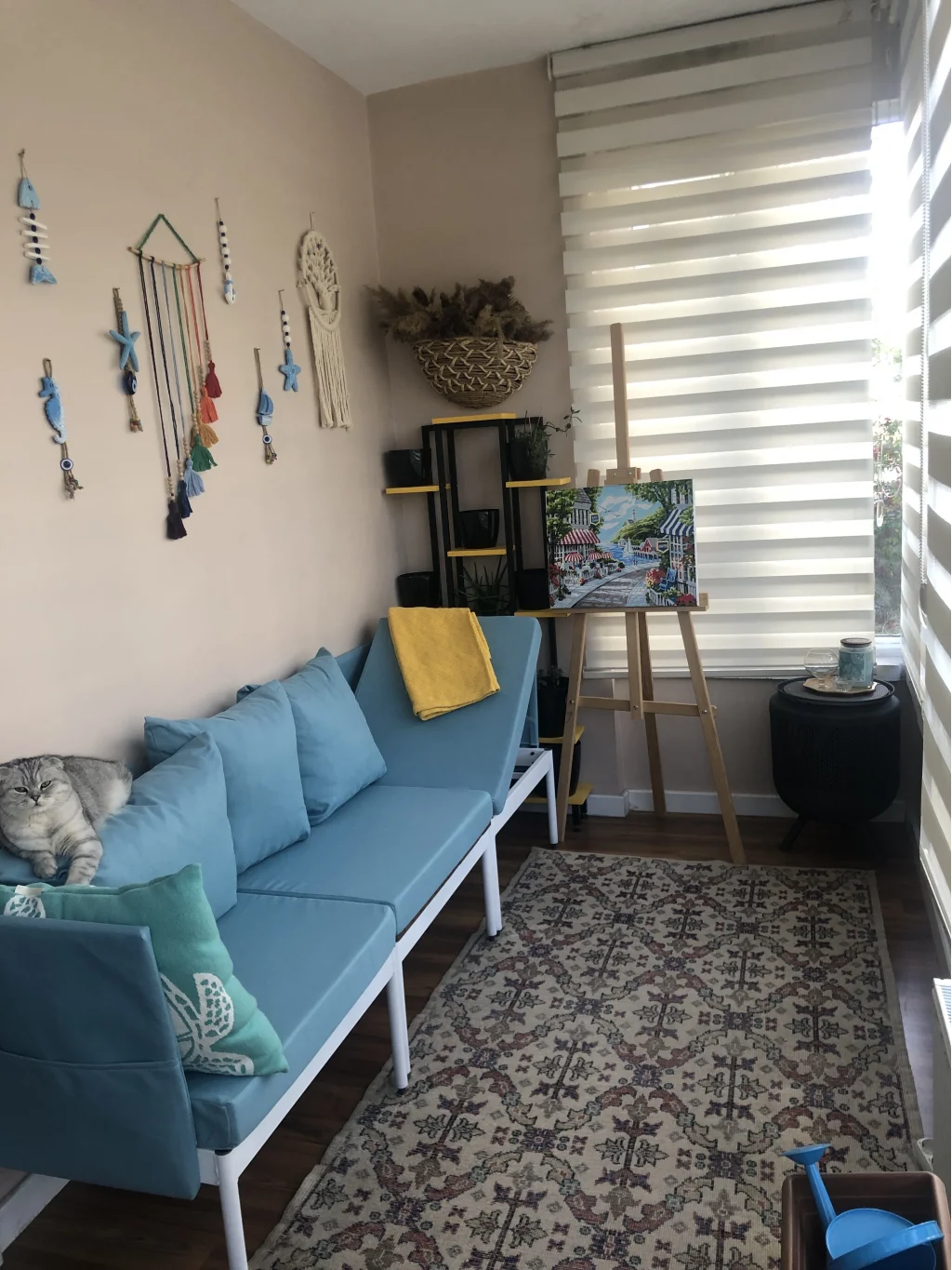 Mini Multilounge Küçük Balkon Mobilyası – Şezlong ve Köşe Bahçe Seti- ( TURKUAZ )