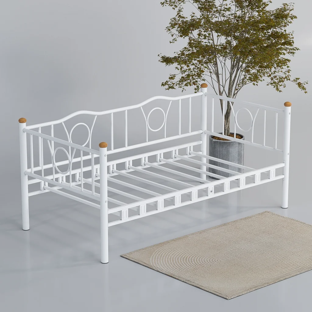 Lars BEYAZ Metal Divan Karyola 90x190 | Modern ve Şık Tek Kişilik Karyola Divan