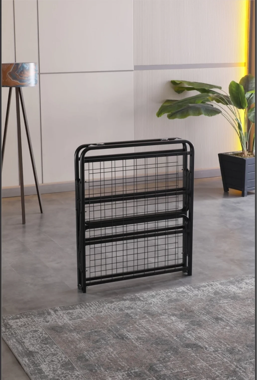 Limni Home Devon Metal Katlanır Karyola (Siyah) + Yatak