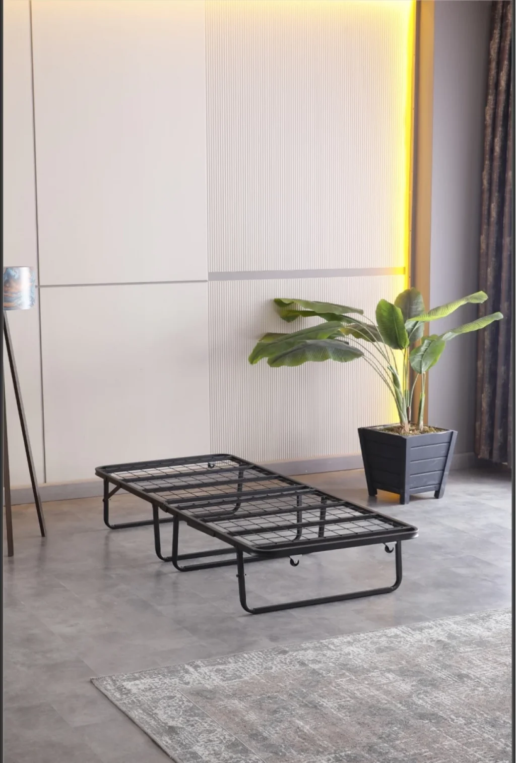 Limni Home Devon Metal Katlanır Karyola (Siyah) + Yatak