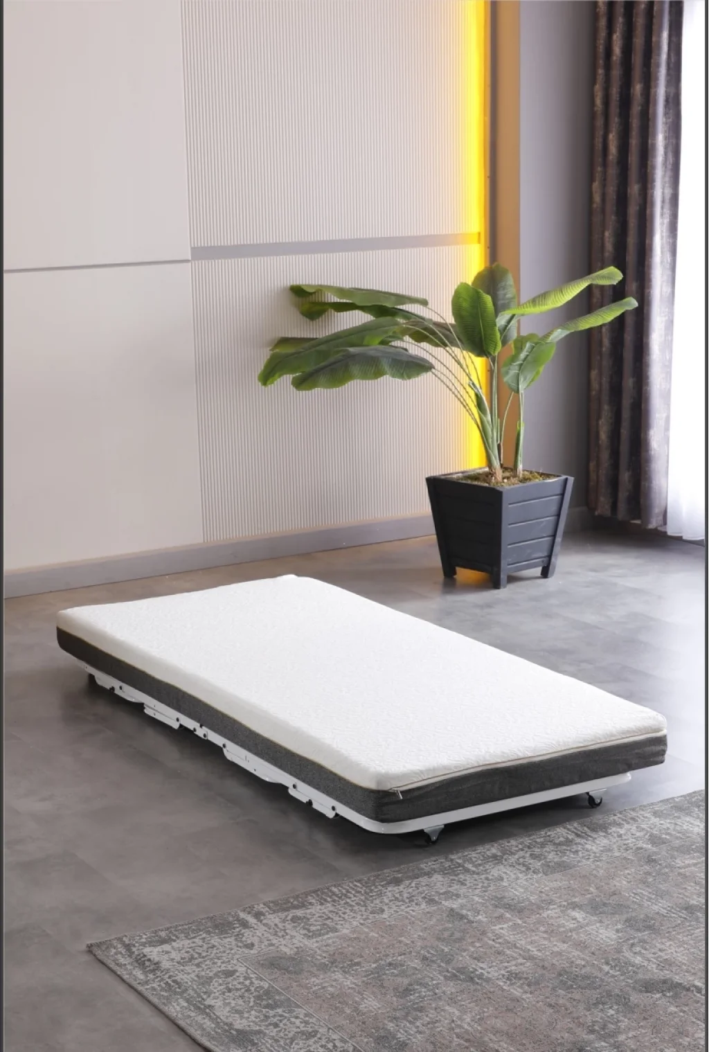 Devon Metal Katlanır Karyola + Yatak (Beyaz) | Limni Home