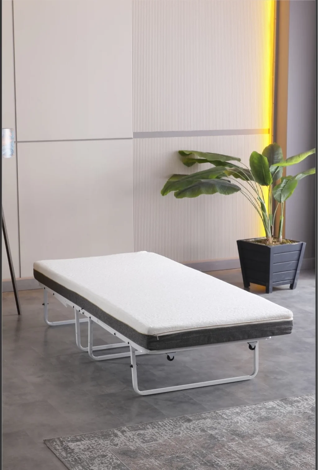 Devon Metal Katlanır Karyola + Yatak (Beyaz) | Limni Home