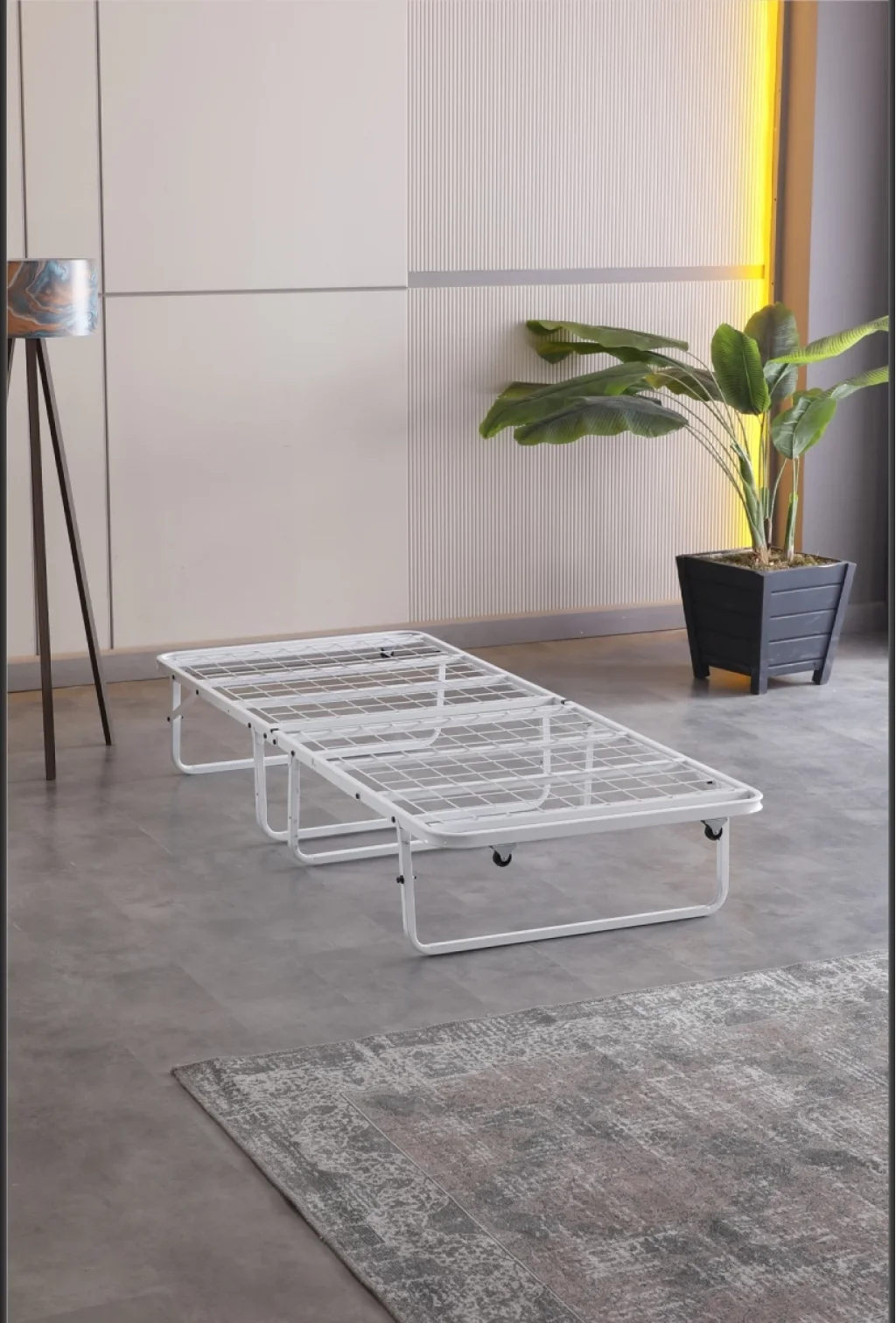 Devon Metal Katlanır Karyola + Yatak (Beyaz) | Limni Home