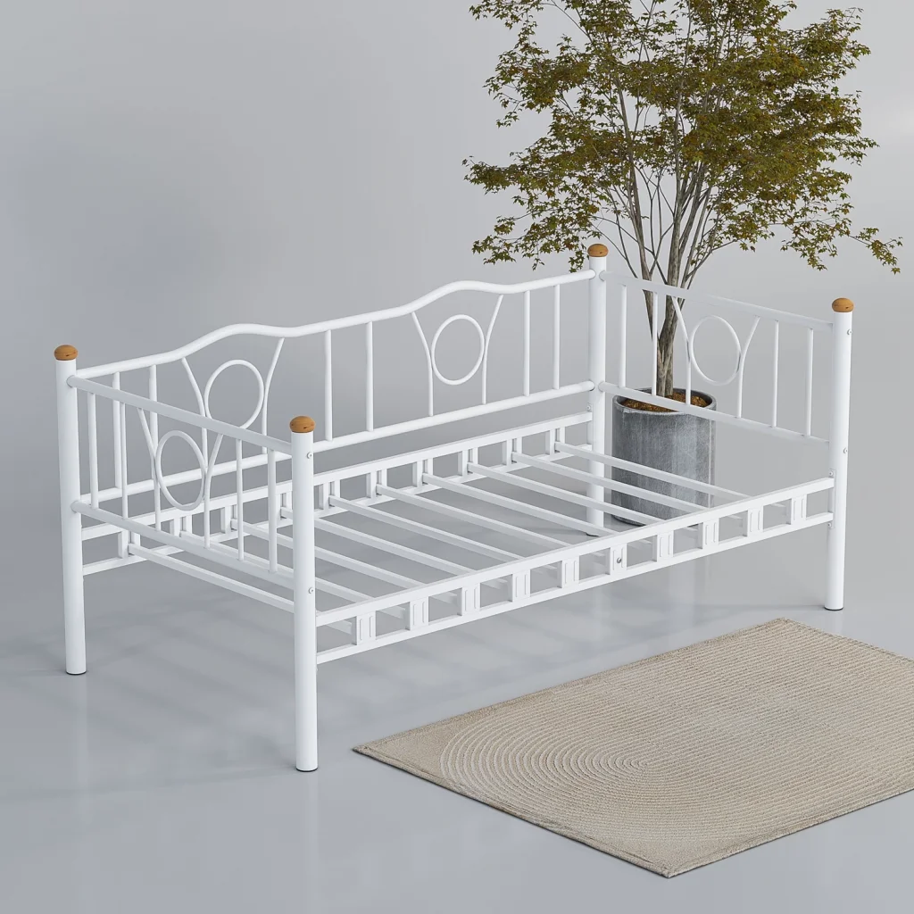 Lars Metal Divan Karyola Beyaz - Minimalist Tek Kişilik Yatak