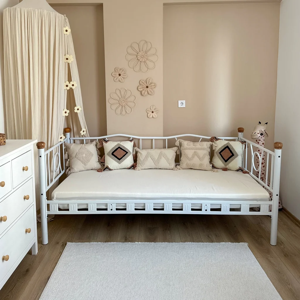 Lars Metal Divan Karyola Beyaz - Minimalist Tek Kişilik Yatak