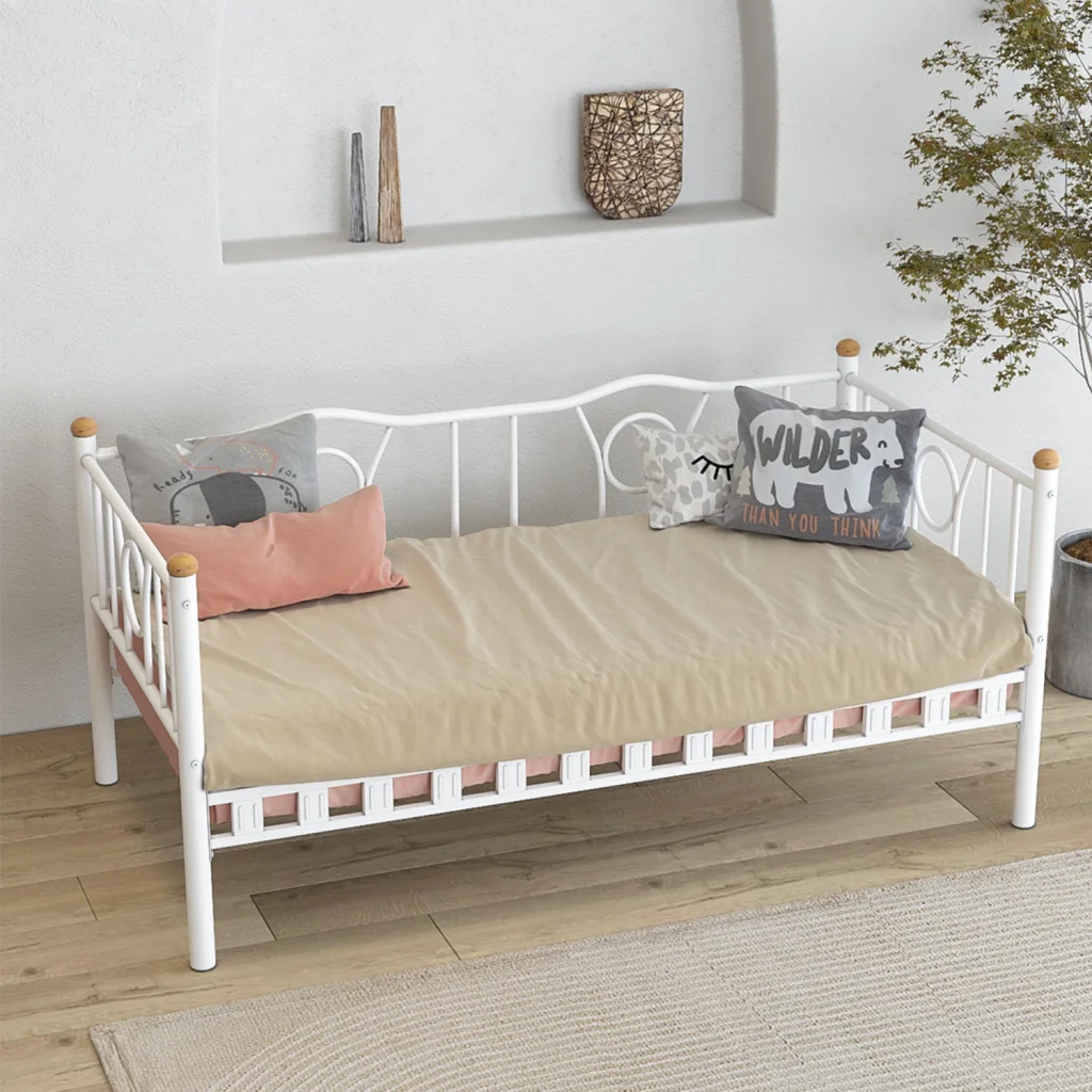 Lars Metal Divan Karyola Beyaz + Yatak Seti 90x200 Tek Kişilik