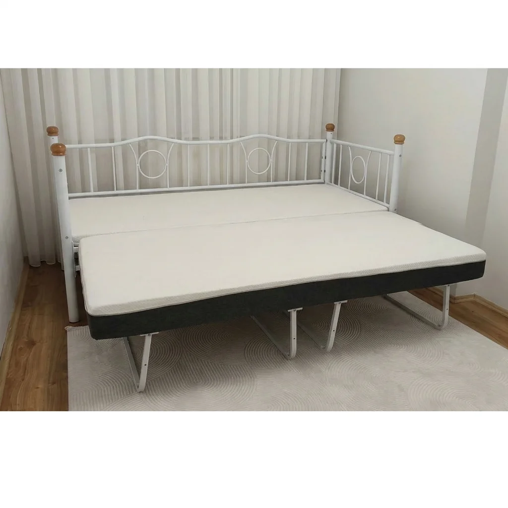 Lars Metal Yavrulu Divan Karyola - Modern Daybed (90x200 cm)
