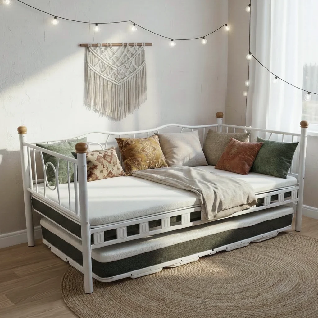 Lars Metal Yavrulu Divan Karyola - Modern Daybed (90x200 cm)