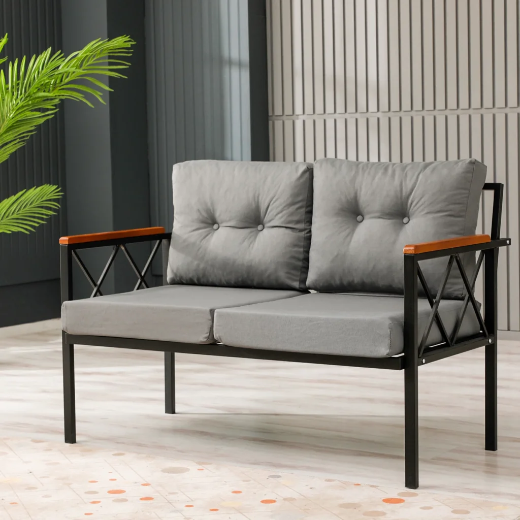 Venit Balkon Koltuk Takımı Gri - Metal Çerçeveli Bahçe Mobilyası