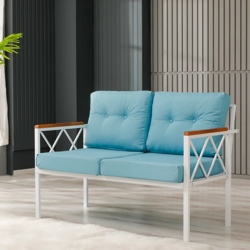 Venit Balkon Koltuk Takımı Turkuaz - Metal Çerçeveli Bahçe Mobilyası