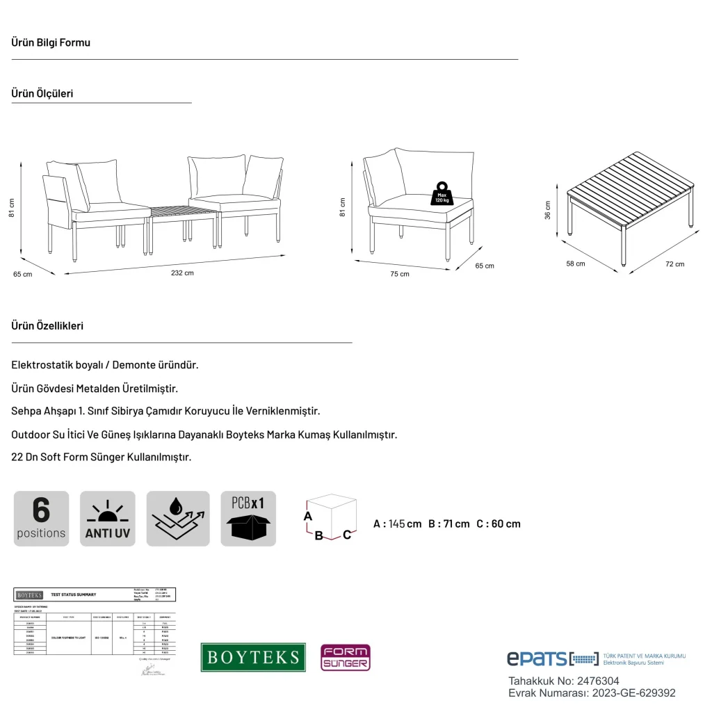 Mini Multilounge Gri Küçük Balkon Mobilyası – Şezlong ve Köşe Bahçe Seti